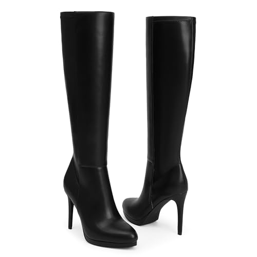 Modatope Knee High Boots Women Pointed Toe Stiletto Heel Fall Tall Boots Elastic Leather Long Boots Side Zipper3