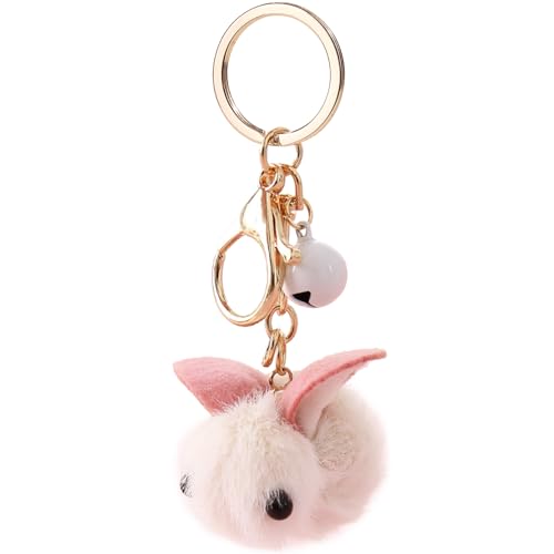 Porte-Clés Lapin en Peluche avec Pompon pour Sac à Main, Clés et Sacs à Dos