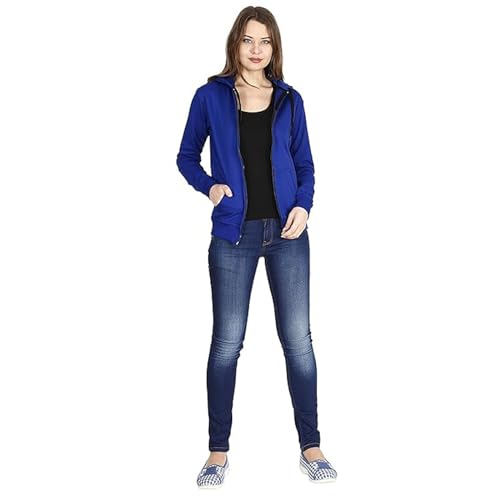 Image of Clotth Theory Women's Cotton Fleece Hooded Neck Sweatshirt | Hoodie Jacket with Kangaroo Pocket
