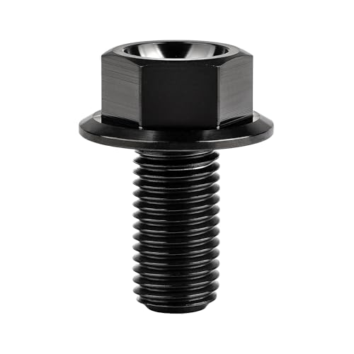 Image of Ti Screws M10 x 20 25 30 35 40 45 50 55 60 65 70 75 80 90 100mm 1.25 Pitch Titanium Flange Hex Bolt Pack of 4 (Black, M10x20mm)