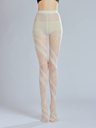 Sahabowi Women Sheer Tights, High Waist Pantyhose, Vintage Control Top Stockings(Patterns Colourful), Pantyhose52