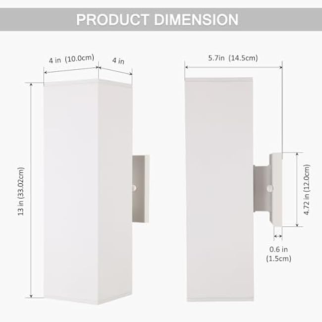 Cerdeco Aluminum Modern Outdoor Wall Light Outdoor Wall Sconce Matte White