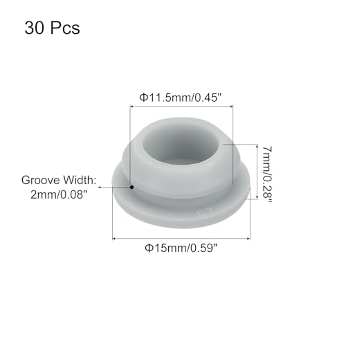 Image of MECCANIXITY 30pcs Silicone Snap in Locking Hole Plugs,11.5mm /0.5 Inch Mounting Diameter Narrow Groove Width 2mm Panel Seal Cover Round for Kitchen Bulkheads Waterproof Sealing Plugs Grey