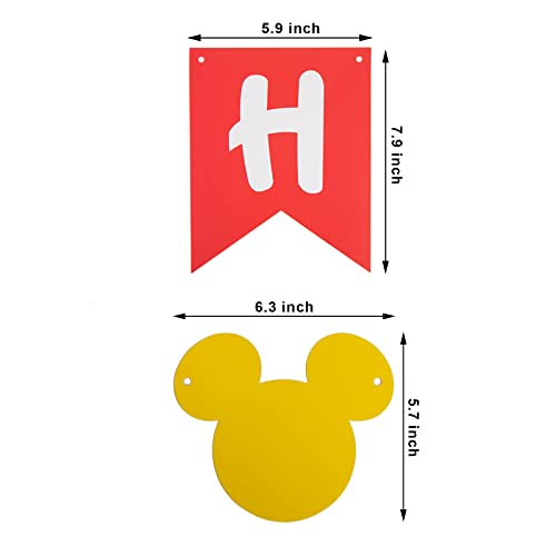 CHuangQi Colorful Happy Birthday Banner with Mickey Style Bunting, Mickey-themed Birthday Party Supplies - Image 3