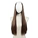 U Part Wig Full Head Light Brown Hair Extensions Clip in Long 24 Inch Straight Synthetic Hair Pieces for Women SARLA