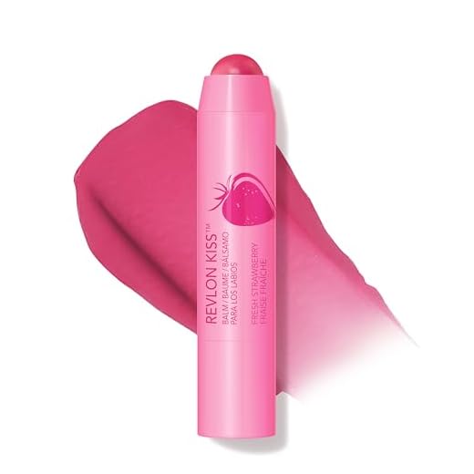 Lip Balm by Revlon, Kiss Tinted Lip Balm, Face Makeup with Lasting Hydration, SPF 20, Infused with Natural Fruit Oils, 025 Fresh Strawberry, 0.09 Oz