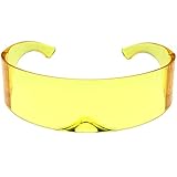 zeroUV 80s Futuristic Cyclops Cyberpunk Visor Sunglasses with Translucent Lens (Yellow)