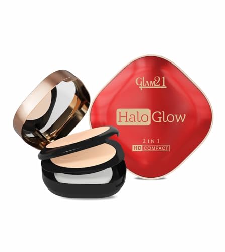 Image of Glam21 Halo Glow 2-in-1 HD Compact | Matte & Shimmer Shades | Velvet Matte & Soft Glow Shimmer | Oil Control, Brightening & Radiant Finish | Enriched with Vitamin E |18gm,Light Sand