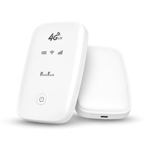 Image of PunnkFunnk 4G LTE Portable WiFi Hotspot Device, 2100Mah Rechargeable Battery, SIM Card Supported 150Mbps Wireless Hotspot, High-Speed Device, Multi-Device Connectivity (White)