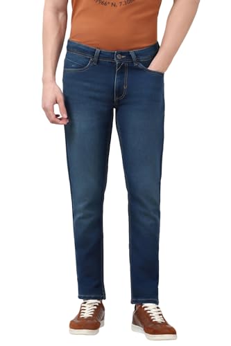 Image of Peter England Men's Slim Tapered Jeans | Denim | Premium | Modern Fit