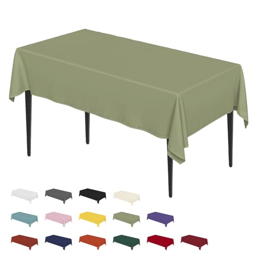 Artoid Mode Nappe verte fougère, antitache, aspect lin, rectangulaire, 140 x 220 cm, nappe en lin, lavable, pour cuisine, fêtes, décoration