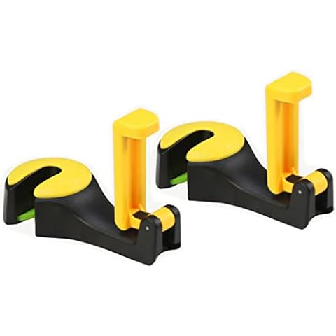 AIMEET Car Headrest Hook, Car Seat Hooks with Mobile Phone Holder, Purse Holder for Car Fits Universal Vehicle, Car Seat Storage Organizer Hanger Holder Hook for Purses and Bags(2 Pack, Yellow) Cover