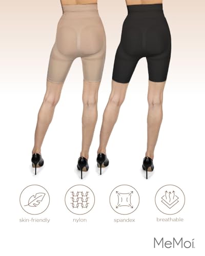 Image of MeMoi 2 Pair High-Waist Shapewear Shorts, Smooth Thigh Shaper Shorts, Comfortable Womens Shapewear - Sizes S-4X