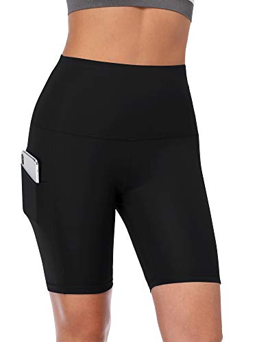 CADMUS Women's High Waist Spandex Yoga Shorts for Bike Running Two Side Pockets