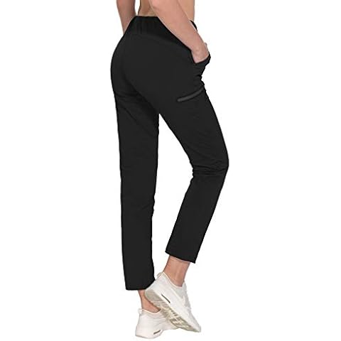 Little Donkey Andy Hose Damen Stretch Outdoor Wanderhose Baumwolle Weich Jogger Kordelzug Reißverschlusstaschen Jogginghose Trekkinghose Funktionshose Schwarz M Cover