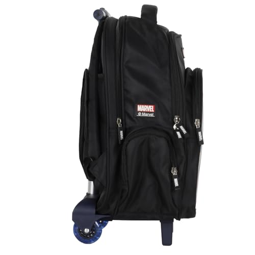 Image of NOVEX Marvel Spiderman Boys Kids School Backpack - 17 Inch | Trolley Bag Convertible Rolling Backpack with Wheels & Adjustable Handle | Spacious School Bags, Lightweight & Durable | Black