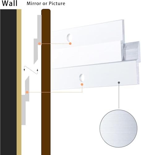 Image of 12'' French Cleat, French Cleat Hanger, Aluminum Z Clips for Hanging Pictures, Mirrors, Panels, Whiteboard, Shelf, Artwork ( Supports 80 lbs, 1 Pairs )