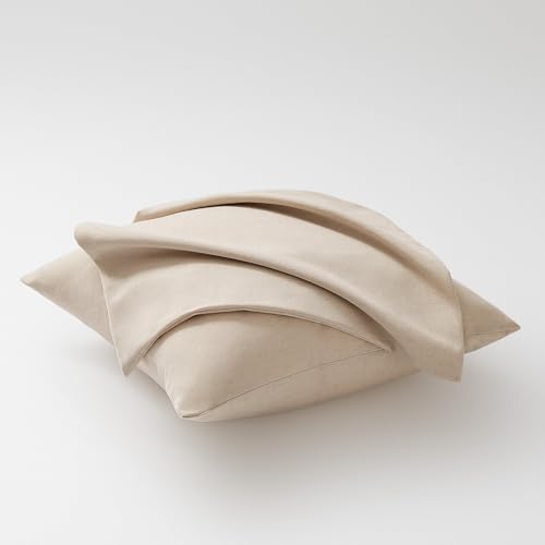 Image of Topfinel 4 Packs Neutral Decorative Throw Pillows Covers 12x12 Inch for Living Room Couch Bed Sofa, Rustic Farmhouse Boho Neutral Home Decor, Soft Plush Striped Corduroy Square Cushion Case 30x30 cm