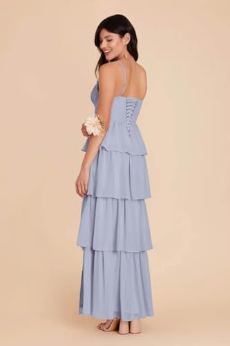 Noras dress Women's Adjustable Spaghetti Straps Bridesmaid Dresses for Wedding V Tiered Split Formal Evening Gown NO2852