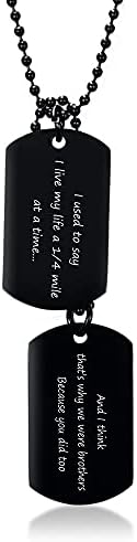 VNOX Necklace for Men Free Engraving, Stainless Steel Dog Tag Pendant Necklace with Chain, Army Card Identity Necklaces, Birthday Gift for Dad Husband Boy Brother Sister Best Friend