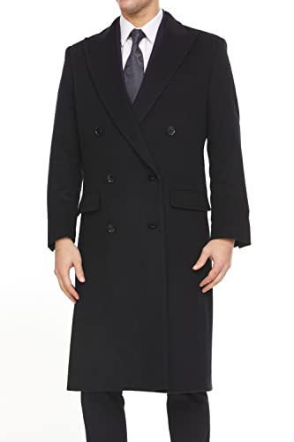Image of Adam Baker Men's Overcoat Single & Double Breasted Luxury Wool /Cashmere Full Length Topcoat