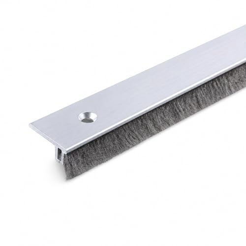 Image of Aluminium Door Seal Bottom 4 ft with Black Brush | Door Air Gap Sealer Strip | Dust, Insect & Noise Blocker | Anti Rust Heavy Duty Door Sweep | Easy Install for Home & Office