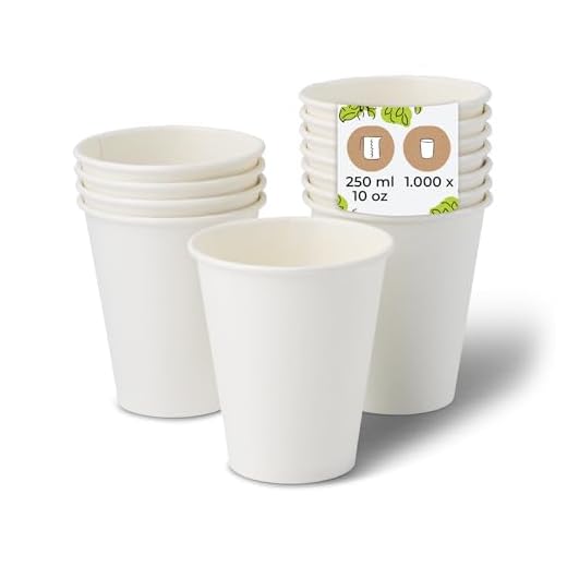 BIOZOYG Bio Pappbecher I Einweggeschirr Trinkbecher Papierbecher kompostierbare und biologisch abbaubare Becher I weiße, unbedruckte, umweltfreundliche Kaffeebecher 1000 Stück 250ml 10oz