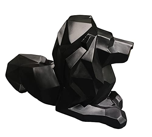 Semeid Geometric Lion Statue Animal Sculpture,Modern Art 13.9”Geometric Lion Statue,Lion Sculpture For Home,Office Decor (Black) #TOP2