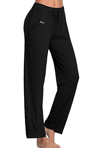 Women's High Waist Yoga Pants with Pockets Full Length Workout Leggings Tall Length, Black M