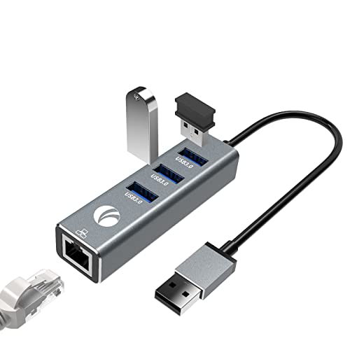 USB ハブ 有線LANアダプター USB to RJ45 USB 3.0 4ポートアルミニウム コンパクト 便利直挿しType C 3.0 LAN アダプター 5Gbps高速伝送 1000/100/10Mbps ギガビットイーサネットThunderbolt 3搭載MacBook iPad Pro に適用