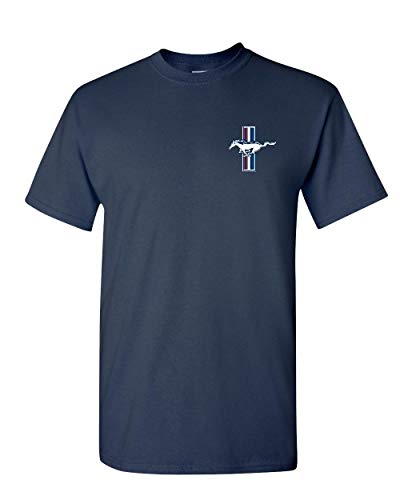 Ford Mustang The Legend Lives T-Shirt Classic Muscle Cars Mens Tee Navy Blue Large