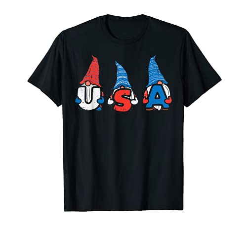 Gnomes USA American Flag Cute 4th Of July Fourth Women t-shirt