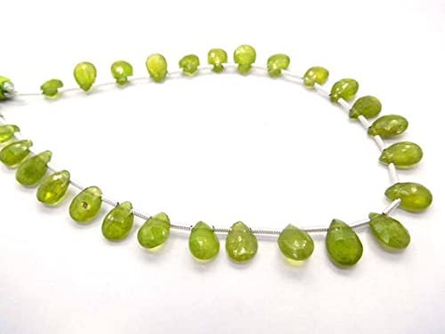Perles de péridot naturel en forme de poire 6x9mm pour la création de bijoux artisanaux