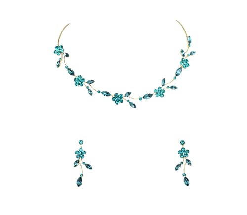 Image of Faship Gorgeous Rhinestone Crystal Floral Necklace Earrings Set