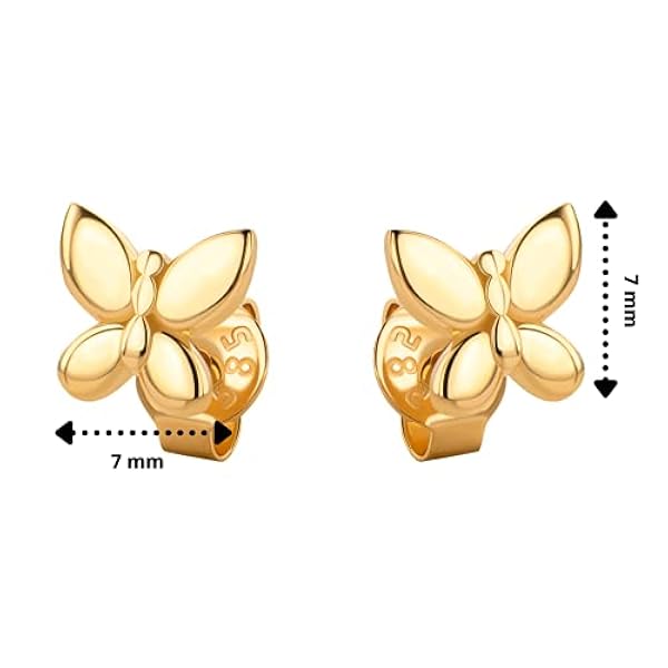 Pendientes de oro amarillo 585 de 14 quilates, diseño de mariposa