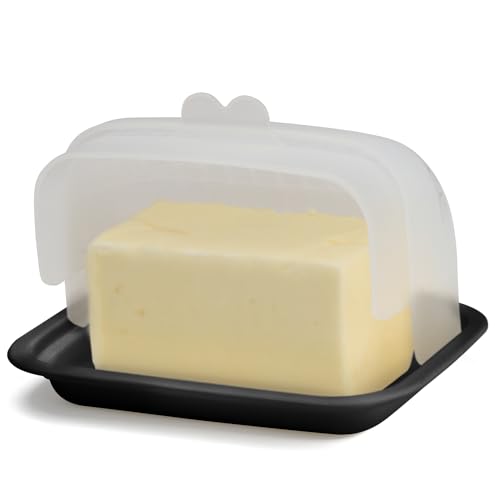 Signoraware Extra Large Cream Cheese Plastic Butter Keeper Container with Lid, Holds 2 Sticks, European Style