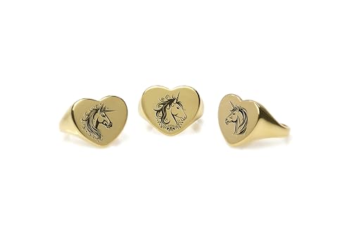 Bague licorne gravée avec motif coeur résistant aux rayures - 6