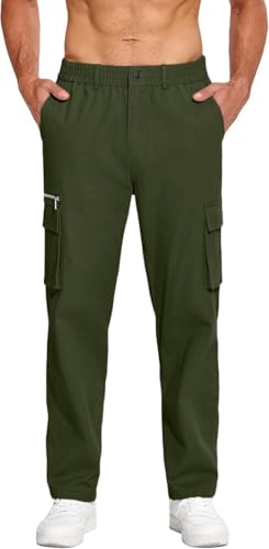 Image of CB-COLEBROOK Men Mid Rise Cargo || Cargo Pants Cotton || Relaxed Fit Elastic Waist || Loose Fit || Casual Pants || Cargos Pant with 7 Pockets (Cargo-48-54)