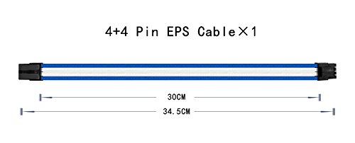 upHere ttmod Sleeved Cable - Cavo prolunga per alimentatori con Extra Sleeves - Bianca/Blu,SC302