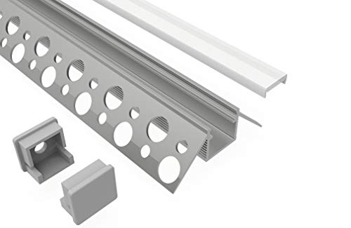 Tivendis LED-Gigant - Perfil de Aluminio para LED (2 m, UZ, con Accesorios para Tiras de hasta 10 mm de Ancho, Cubierta Satinada lechosa, instalación empotrada) Cover