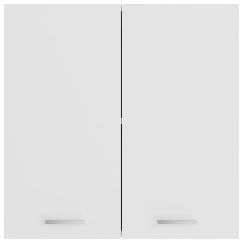 Armoire suspendue 60 x 31 x 60 cm - 2 compartiments - Petit Meuble de Rangement Pour Salon, Cuisine, Salle de Bain, Armoire en Bois Blanc