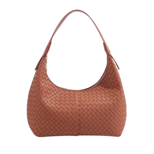 Woven Shoulder Bags for Women, Casual Underarm Bag,Leather Mini Handbags,Dumpling Bag with Zipper,Gift for Christmas
