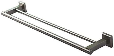 Miniatura 3 de Toallero doble moderno de alta calidad con base cuadrada (24 pulgadas), acabado cepillado, hecho de acero inoxidable, resistente al agua y al óxido,