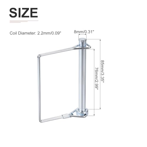DTGN 8mm x 85mm (DxL) Wellenverriegelungsstift - 5er Pack - Gut für Bauernhofanhänger Rasen - Kohlenstoffstahl-Quadratischer Anhängerkupplungsstift - Silberton