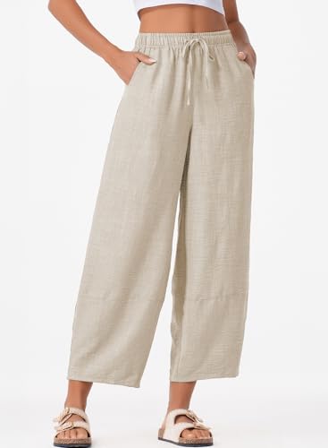 EVALESS Womens Baggy Wide Leg Pants Casual Drawstring Elastic Waisted Palazzo Harem Trousers with Pockets2