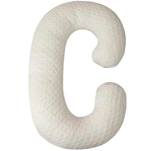 HUHJYUGE Cojín Embarazo Mujer Forma C Almohada Corporal Completa para Dormir de Lado Soporte Vientre Espalda Caderas Suave Almohada Maternidad Lactancia Descanso (A)