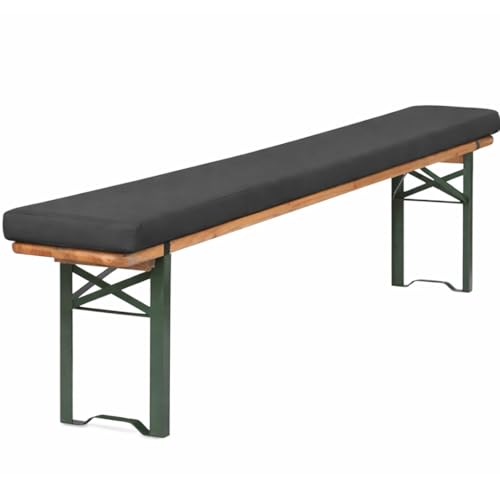 TexDeko® Bierbankauflage gepolstert für Bierzeltgarnitur 180x25x4cm (kurz) XL Polsterung Biertisch-Auflage (Premium-Wasserabweisend, Anthrazit)