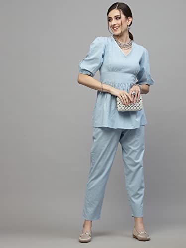Image of Stylum Women's Self Woven Kantha Cotton Kurti Pant Set