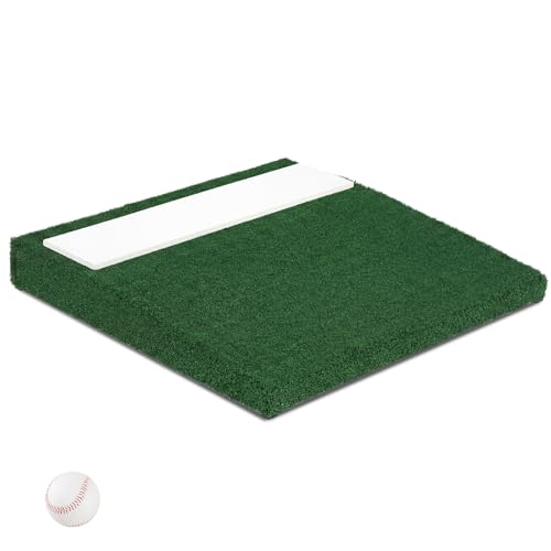 Goplus Pitching Mound Portable Pitchers Mound with Baseball Carry Handle Anti-Fade Turf Baseball Softball Pitching Training for Indoor Outdoor 27 x 27 x 4