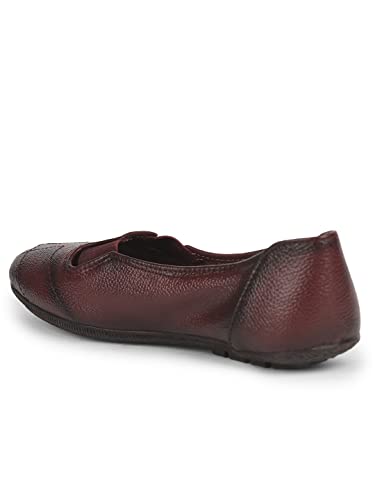 Image of Liberty Healers TLO-04 Casual Slip-On Ballerina Shoes for Women - Cherry & Tan | Comfortable Insole | Lightweight Durable and Cushioned Footbed | Leather Insole Shock Absorption